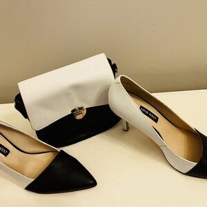 Nine West Black and White Heels with Matching Bag.. bag is a bonus..
